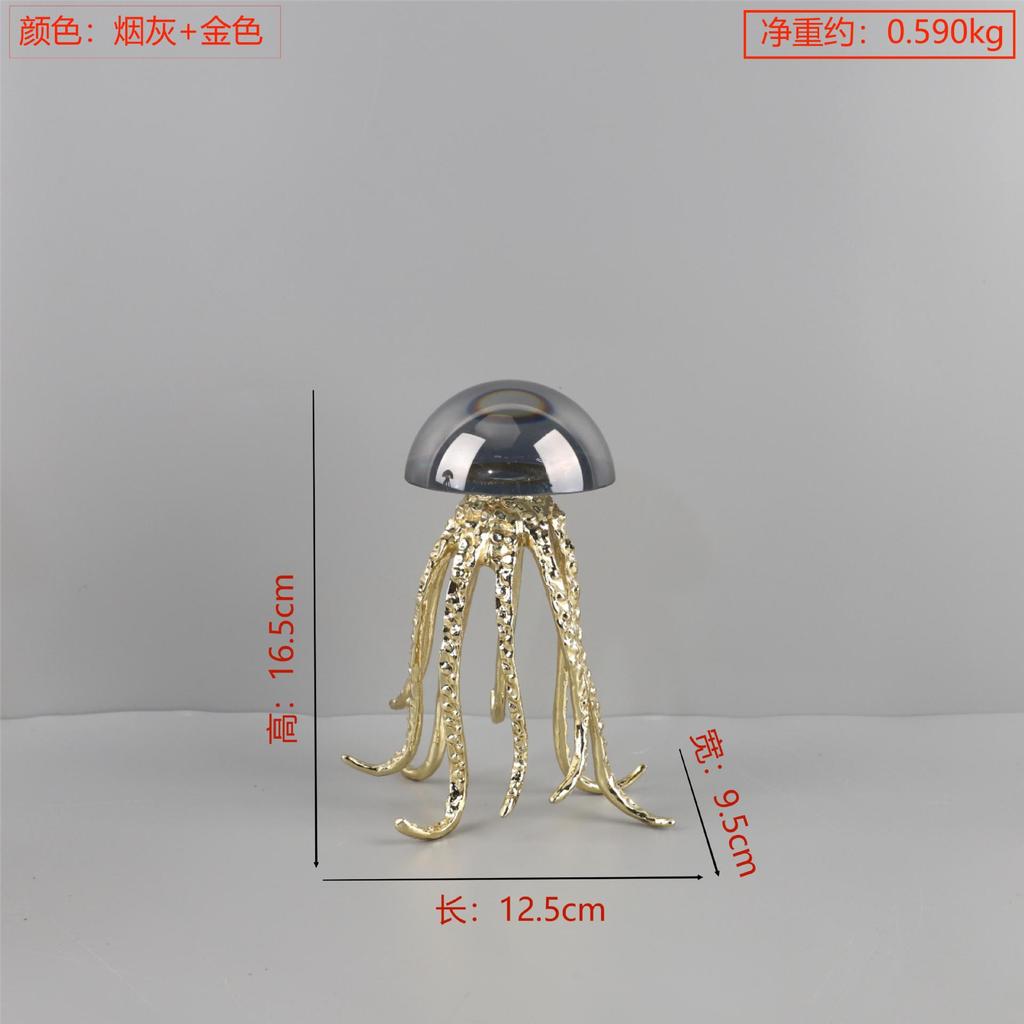 Modern Minimalist Crystal Jellyfish Ornaments Metal Ocean Art Living Room Bedroom Hotel Home Accessories Table Decoration