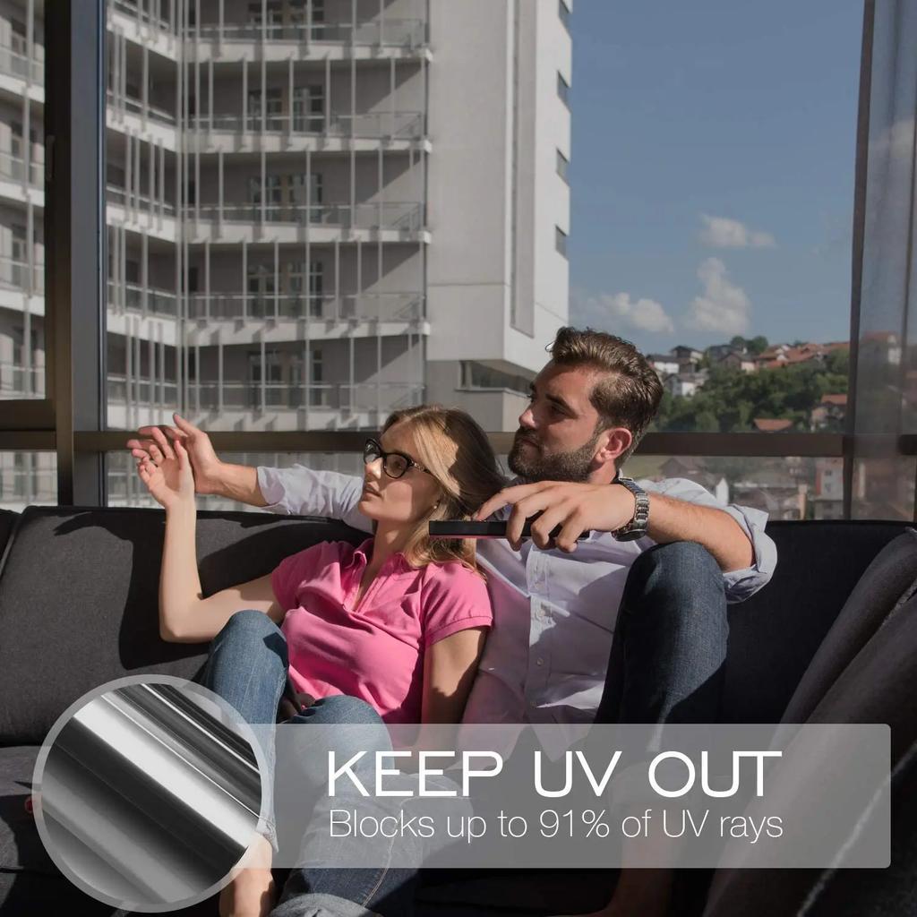 Односторонняя зеркальная оконная пленка, дневная конфиденциальность, защита от солнца, контроль тепла, анти-УФ-отражающая самоклеящаяся оконная тонировка для дома