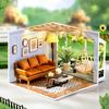 CUTEROOM Miniature Dollhouse Kit with Dustproof Cover and LED Light DIY House Wooden Dollhouse Kit for Teens Creative Gift for Craft Lovers Furniture,