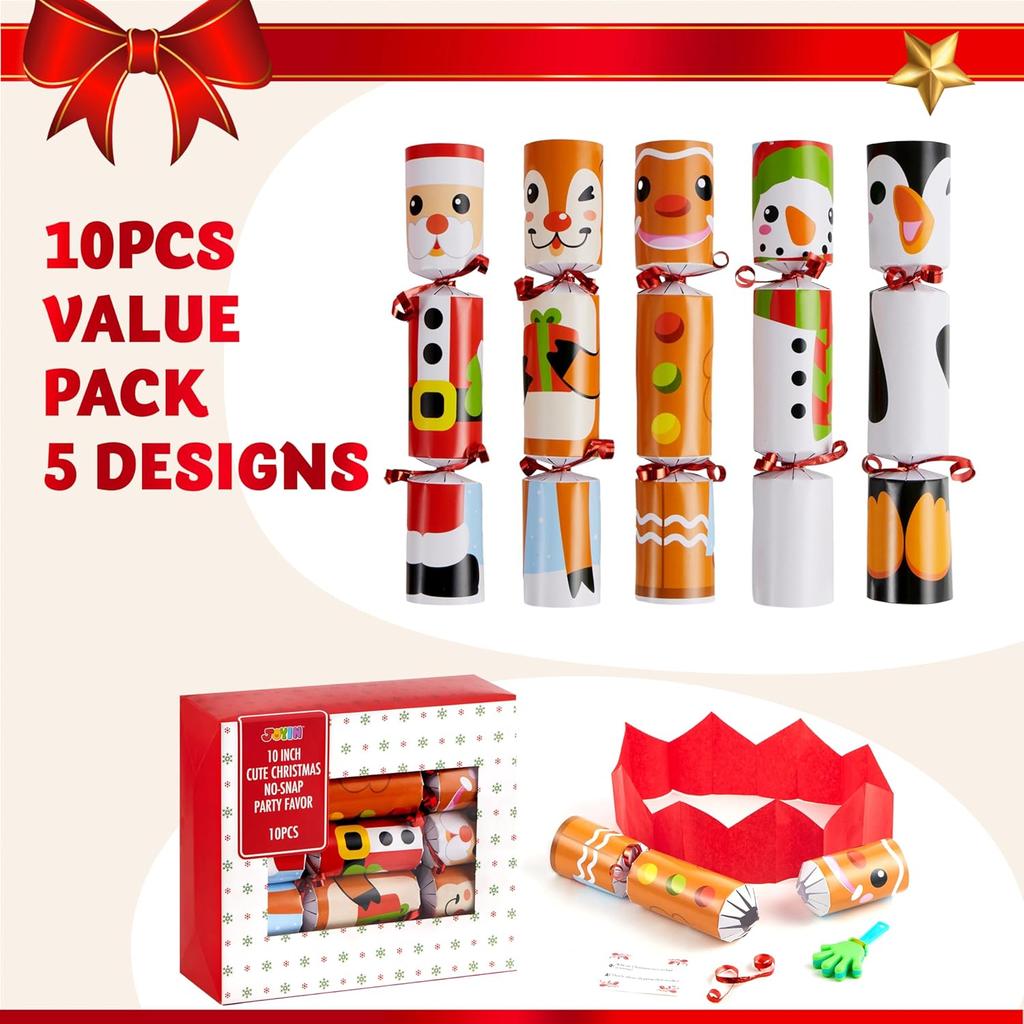 JOYFY 10 шт. Рождественский сувенир для стола на вечеринку с милыми рождественскими персонажами, праздничным колпаком, шуткой и маленьким подарком внутри для рождественского подарка