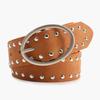Streetwear Women Leather Rivets Belt With Alloy Metal Buckle For Use Daily