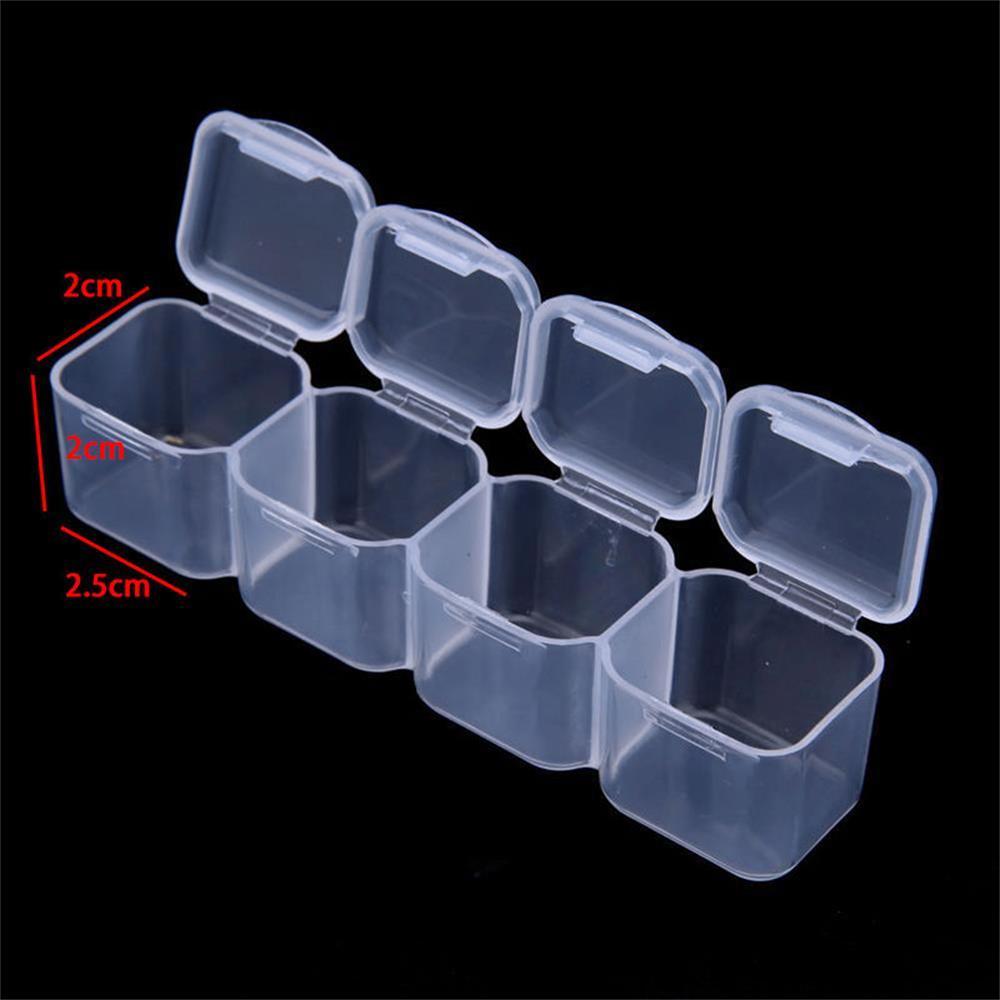 28 Slots Clear Plastic Beads Case Nails Rhinestones Organizer Jewelry Storage Box