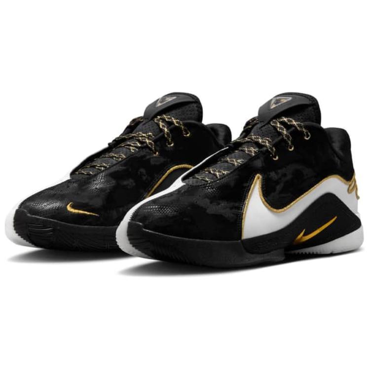 Nike Баскетбольные кроссовки LeBron 22, нескользящие, износостойкие, низкие, унисекс, черные, белые, золотые, HV8454-100