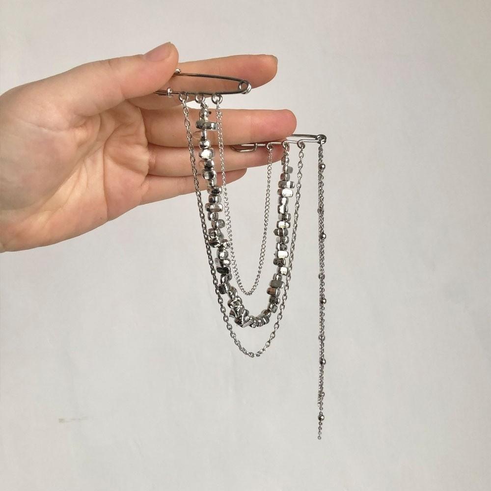 Chain Multi-Layer Brooch Clothes Accessories Hip Hop Brooch Delicate Tassel Pendant Brooch Gifts
