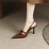 2025 Ladies Shoes Buckle Strap Women's High Heels New Best Seller Office and Career Hot Sale Retro Closed Toe Sandals