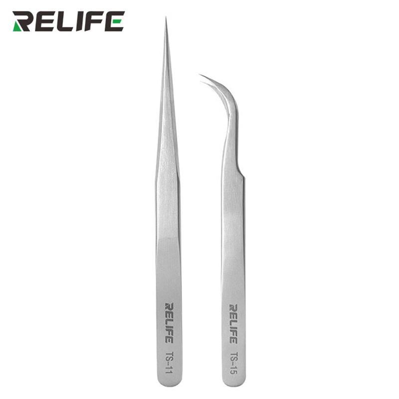 RELIFE TS-11 TS-15 Прецизионный острый/изогнутый пинцет для ремонта материнских плат мобильных телефонов, зажимы для CPU IC