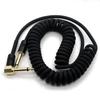 3m Guitar Coiled Cable, Bass Shielded, L-S Type, 6.35mm Stereo Plug, Instrument Cable (Black)