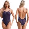 Women Stretchy Bodysuit High Cut Leotard Nightwear Backless Bodysuit Spaghetti Straps High Cut Leotard Monokini Swimwear