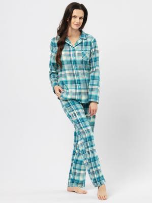 Пижама Key LNS 471 B24 Фланель дл/р S-XL на пуговицах женская Key