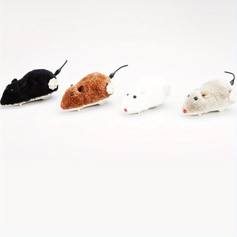 1Pcs Funny Lifelike Plush Mouse Running Rat Toy for Cats Dogs Pets Kids Random Color