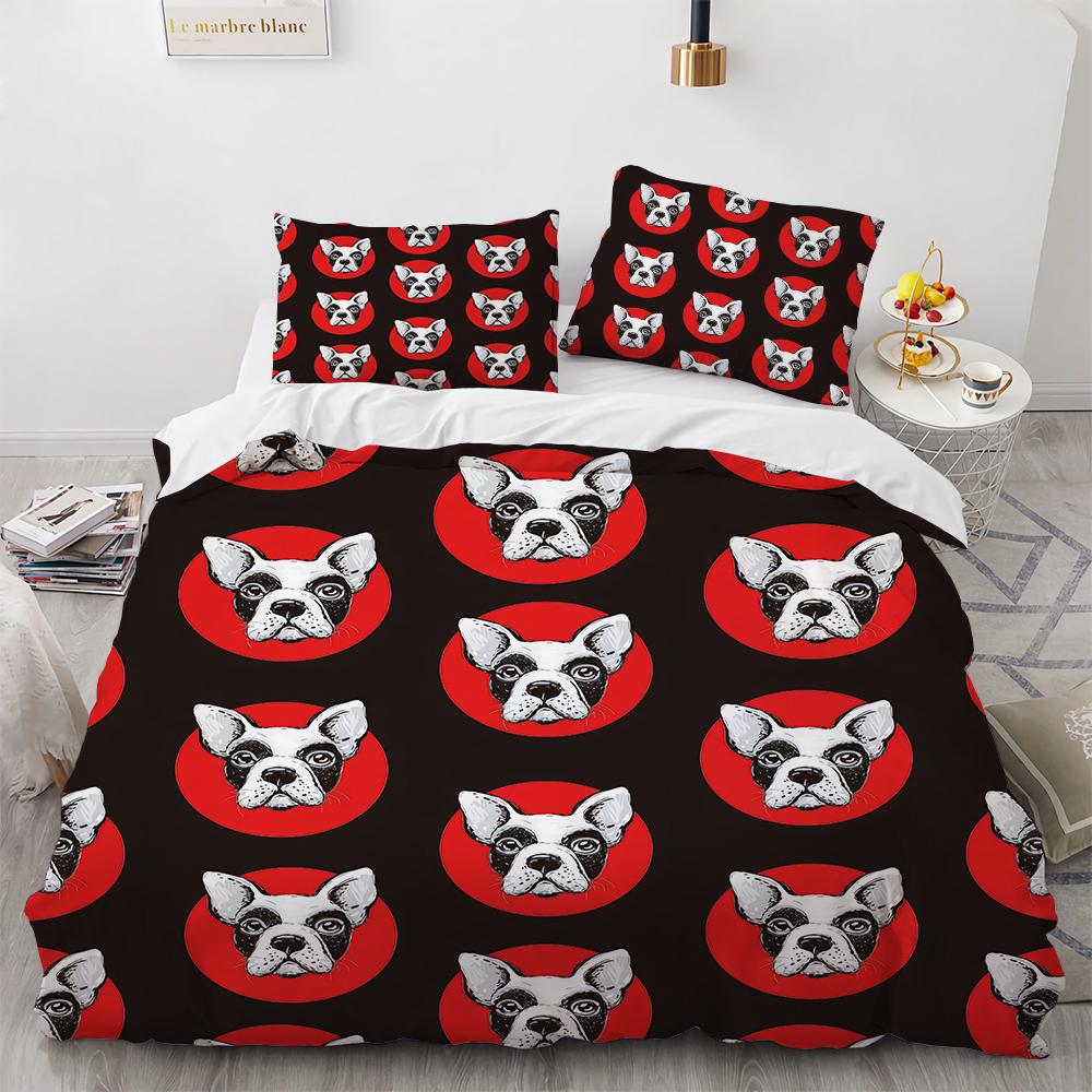 French Bulldog Bedding Set Children Boys Girls Duvet Cover Cartoon Puppy 3pcs Single Double Twin Full King Size Duvet Cover Set