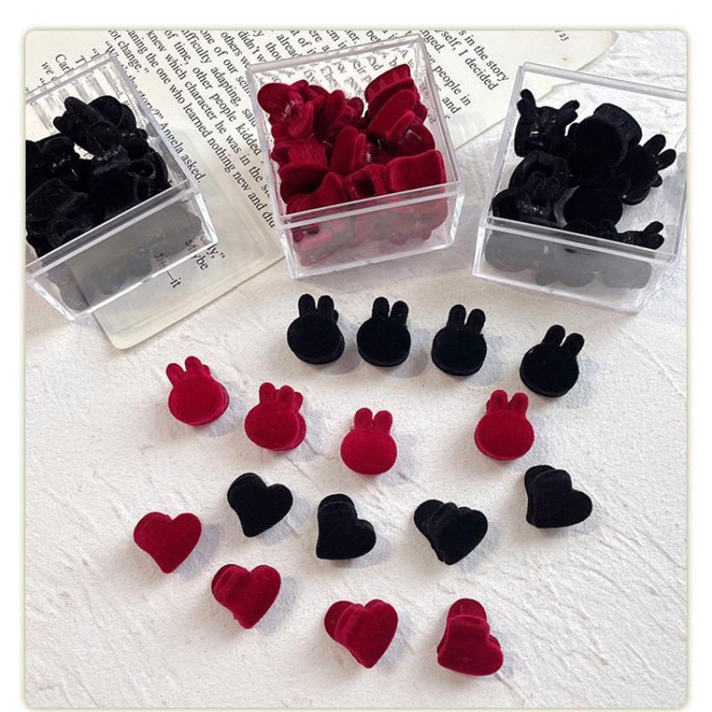Мини-заколка с бархатным сердечком, боковая заколка для волос в форме кролика, головные уборы, небольшие аксессуары для волос, 10 шт.
