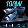 Автомобильное зарядное устройство PD Fast Car Charger мощностью 100 Вт с цифровым дисплеем, 4-портовым автомобильным адаптером USB C со встроенными выдвижными кабелями Type-C и Lightning