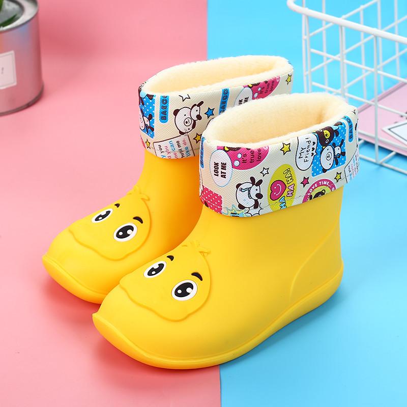 Новые детские непромокаемые сапоги, корейская детская обувь для воды с героями мультфильмов и животных, бархатные теплые непромокаемые сапоги для мальчиков и девочек