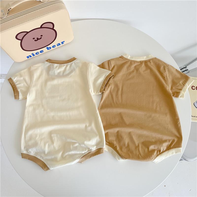 INS Style Summer Infant Bear Romper Unisex Short-Sleeve Snap-Crotch Bodysuit