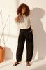 Women's Jeans Fashion New Season Black 100% Linen High Waist Barrel Pants