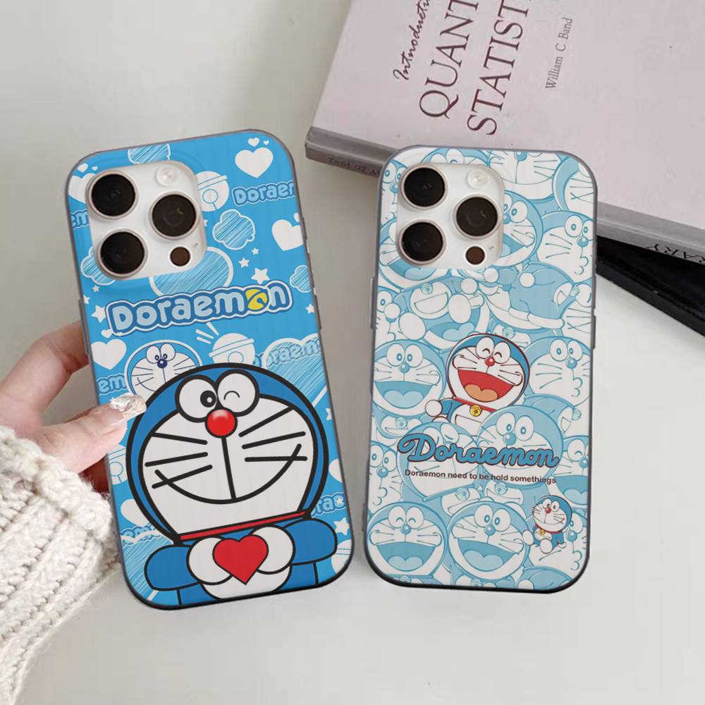 Cartoon Doraemon For IPhone 17 16 15 11 12 13 14 Pro Max Plus Pro Corrugated Translucent Back Phone Cover
