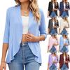 2023 Summer Women's Solid Color Cardigan Jacket with Ruffled Three-Quarter Sleeves