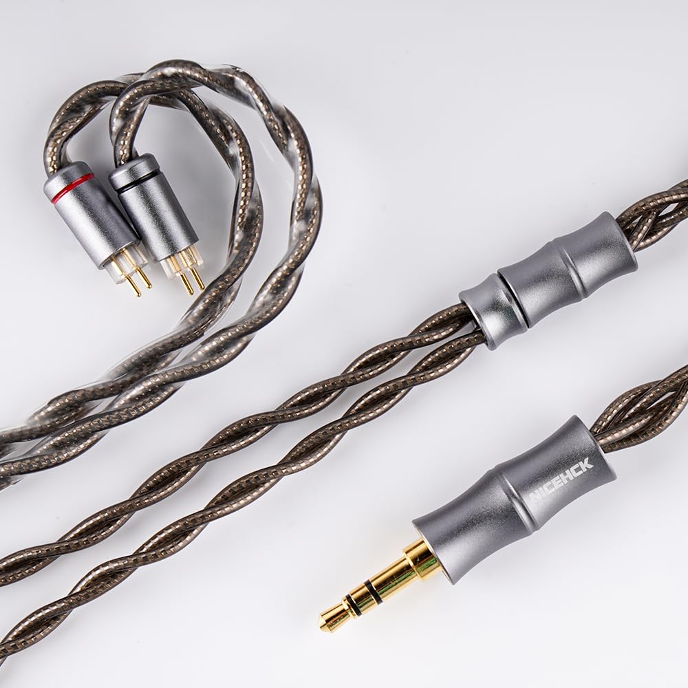NICEHCK DuskSky Upgrade IEM Earphone Cable 3.5mm to qdc 2Pin 6N Silver Mixed 5-Material HiFi Replacement Cable Dark Gray 1.2m Metal Connector