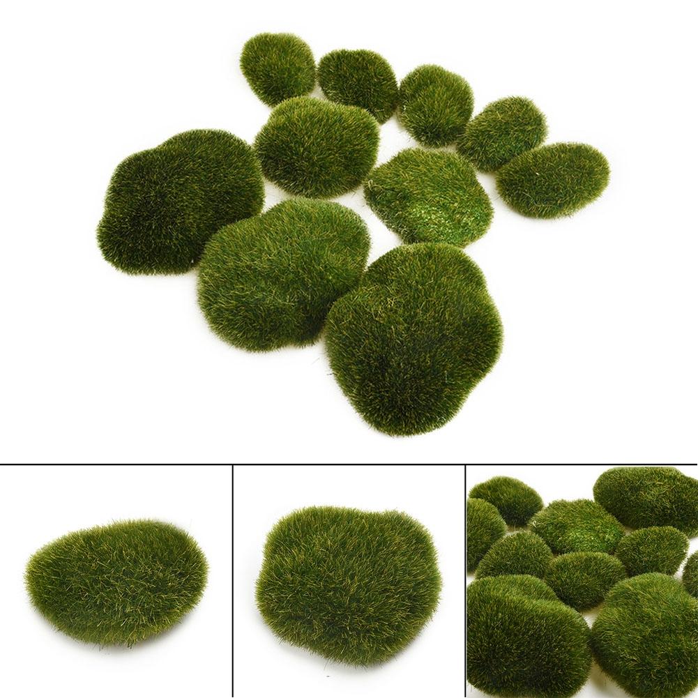 8/10 шт искусственный мох нечеткий каменный шар рок миниатюрный сад бонсай растение деко