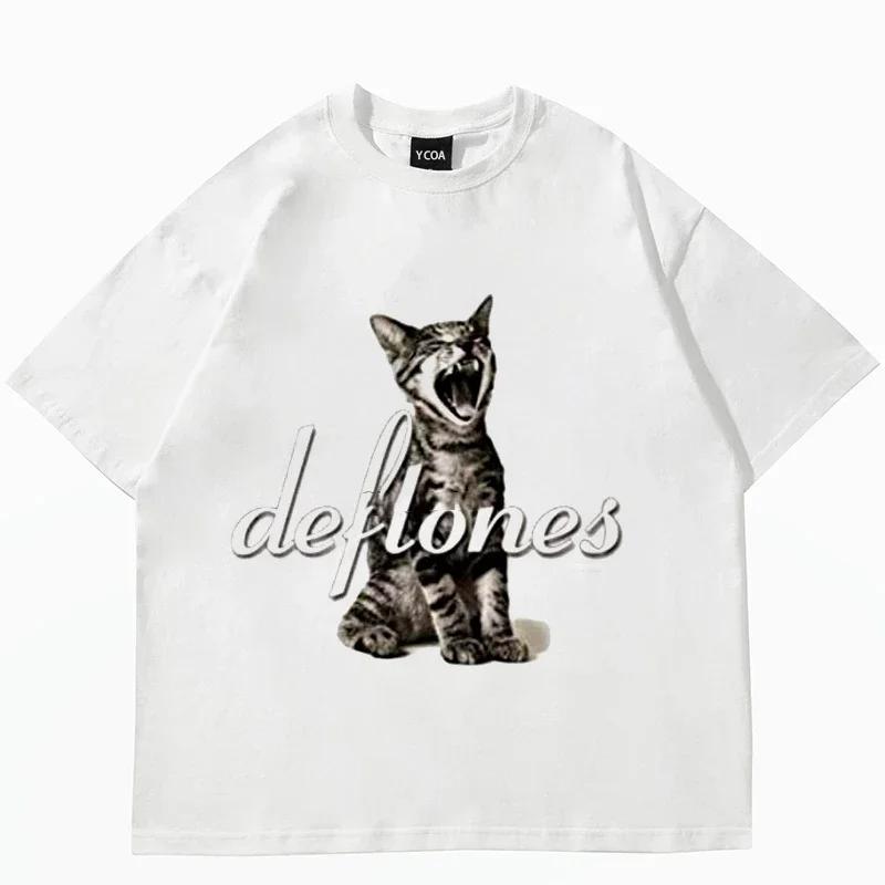 Top Style Noble Cat Love Music T-shirt Cute Cat Print Short Sleeve T-shirt Men's Harajuku Fashion Couple Loose Street Style Y2K