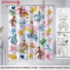 1pc color cartoon monkey print waterproof shower partition privacy hanging curtain 12 hook multiple size easy installation
