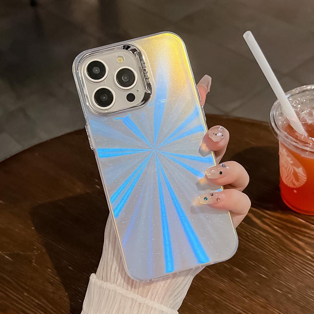 Чехол для iPhone 16 Pro Max Силикон+ПК IMD Лазерная Текстура Матовый Чехол для Телефона