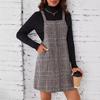 Европейское и американское женское клетчатое платье-комбинезон на молнии и с карманами - Мода весна/осень