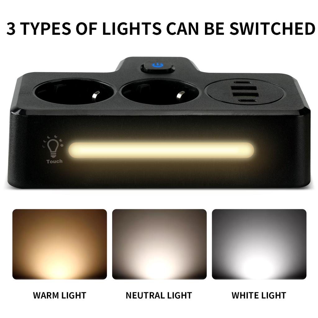 Electrical Socket Fast Charging Ports For Home Office Extension Cord With Switches 2AC Wall Socket Wall Charger With USB Outlets Power Strip Adapter