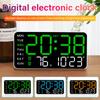 Large Screen Digital Wall Clock Temp Week Date Display Hanging Clock Auto Dimmer Table Clock 12/24H Electronic LED Alarm Clock