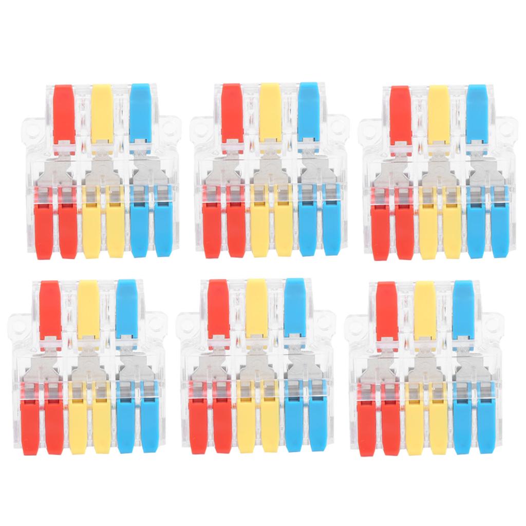 10 шт. клемм кабельного разъема прозрачный 3-входной 6-выходной зажим для провода LT-636 0,5-6,0 мм²