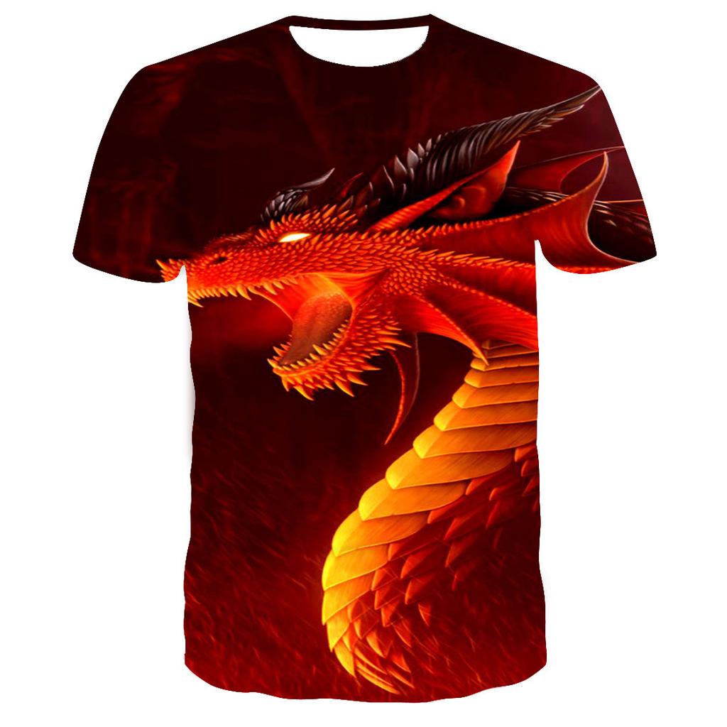 Round Neck Short Sleeve Streetwear Fly Dragon 3D T-shirt Men Women Printed Top Casual Couples Punk T Shirts