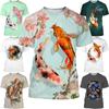 Новая модная футболка с 3D принтом Koi Fish Lucky Fish, футболка с короткими рукавами для мужчин и женщин, топы, повседневная футболка унисекс