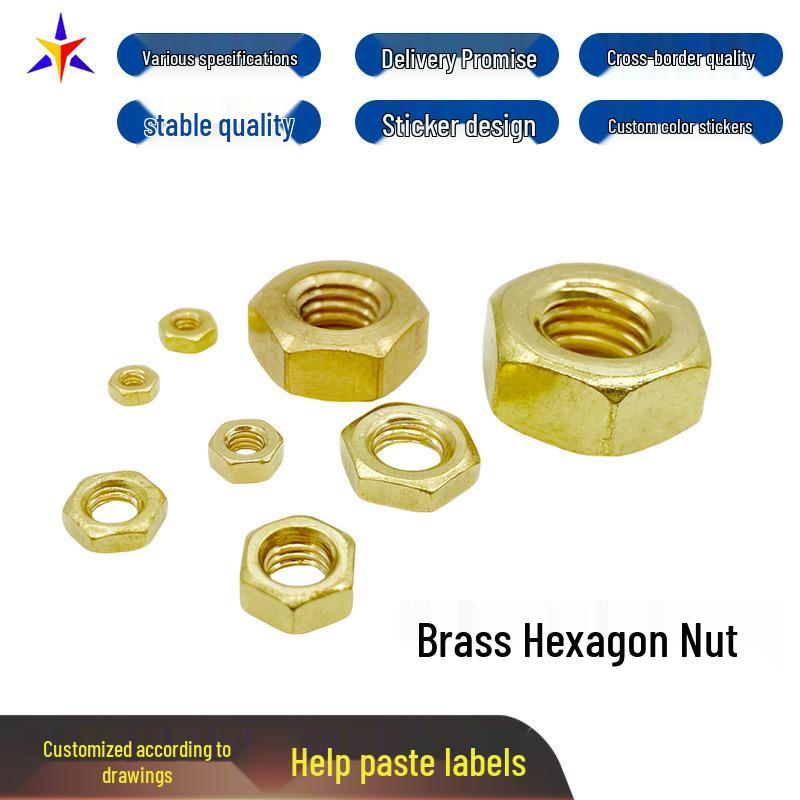 H59 Brass Hex Nut Copper Screw Cap, Metric Sizes M2.5-M12, Thin & Thick Options
