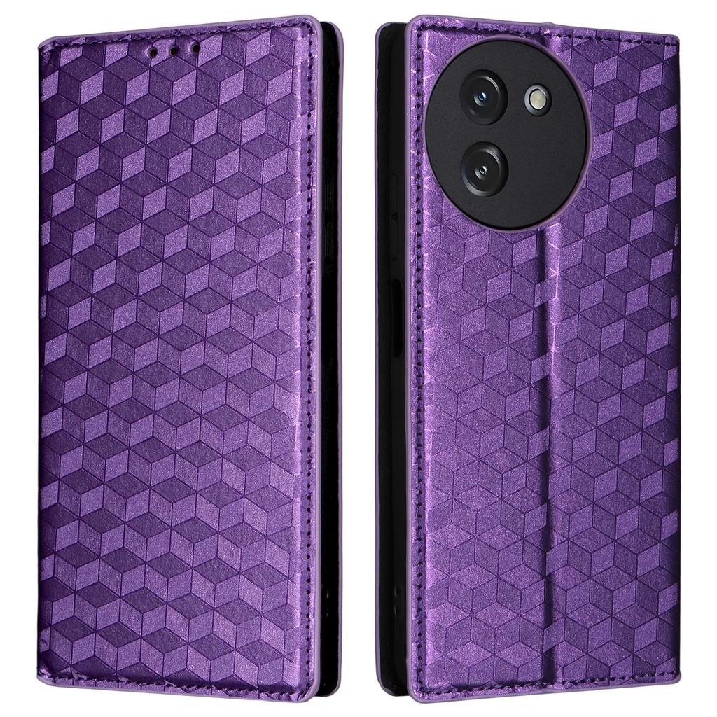 For Doogee Note 59/Note 59 Pro Case Wallet Rhombus Imprinted Leather Phone Cover