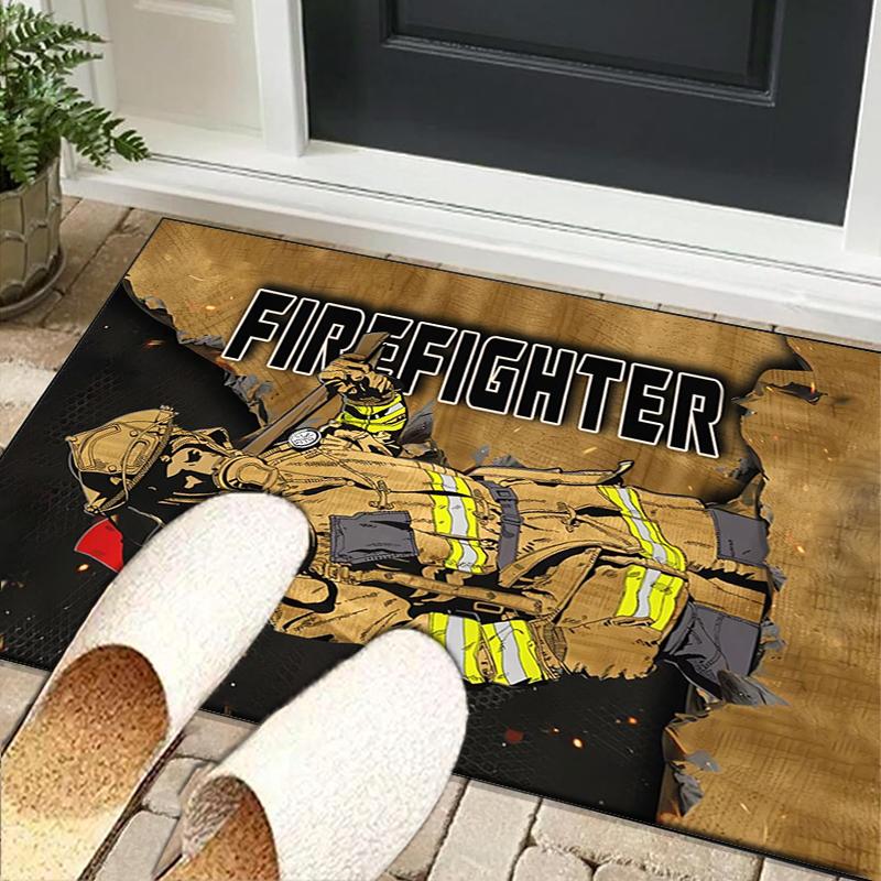 Firefighter In Action Office Rug Chair Mat, Entryway Carpet, Suitable for Front Door, Bedroom, Living Room, Desk, Holiday Gift