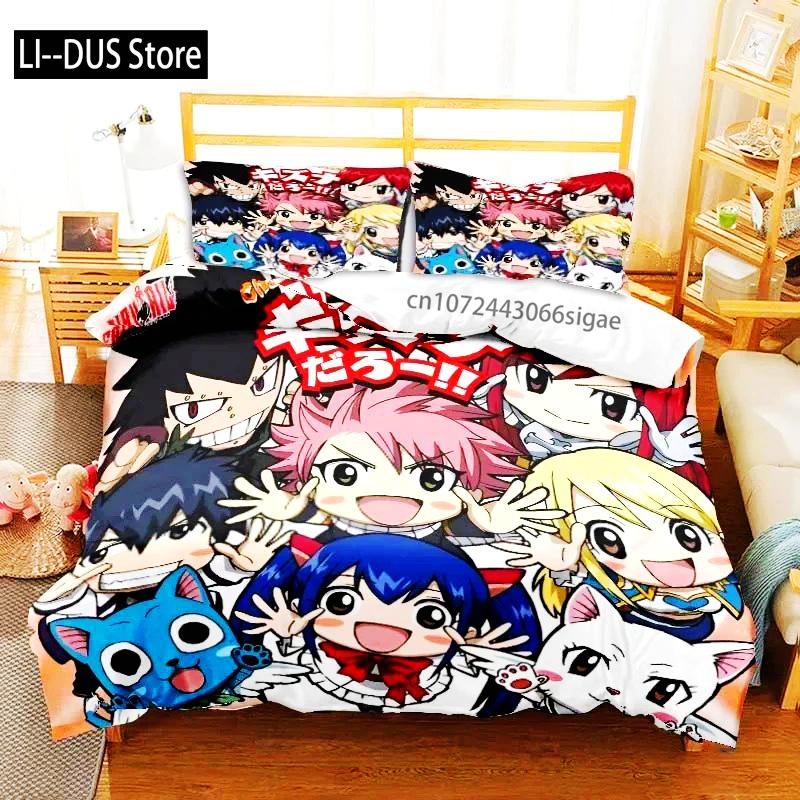 3D аниме Fairy Tail комплект постельного белья кровать из трех предметов пододеяльник односпальная двуспальная кровать пододеяльник размера Queen размер комплект для взрослых мальчиков спальня