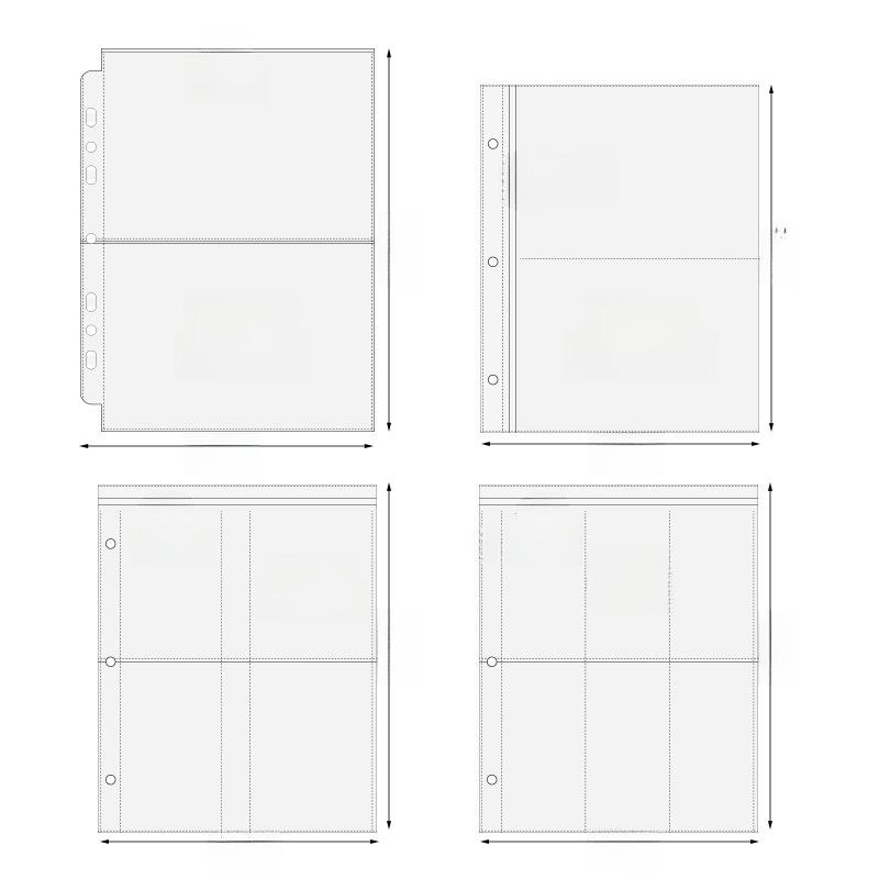 Сменный блок для альбома с карточками формата А5 с 7 отверстиями: Прозрачная 3-дюймовая сетка из четырех квадратов для карточек идолов