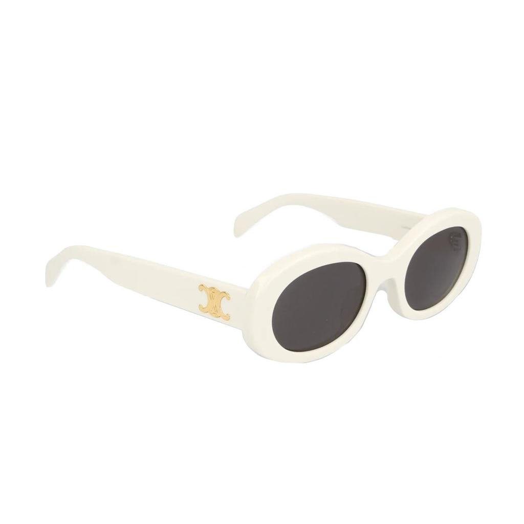 Celine Logo Mirrored Leg Acetate Oval Sunglasses Unisex sunglasses White CL40194U25A25A