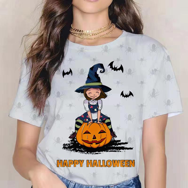 Женская футболка Happy Halloween 2021, модная модная одежда, удобный свободный топ из полиэстера с 3D принтом тыквы Miko, с круглым вырезом