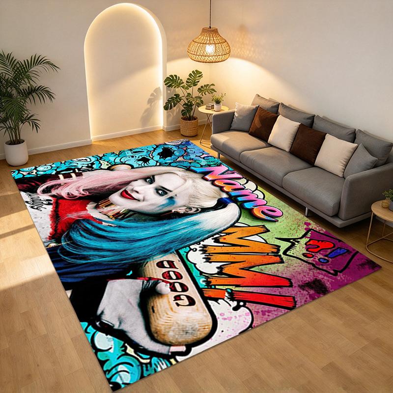 Custom Name Harley Quinn Gamer Carpet Rug for Bedroom Living Room Home Sofa Decoration,Office Home Decor Game Large Decor Floor Mat