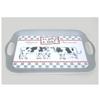 [A0227] - Поднос большой меламиновый "Коровы" серо-белый (молочник - кустарная молочная) - 41x28см