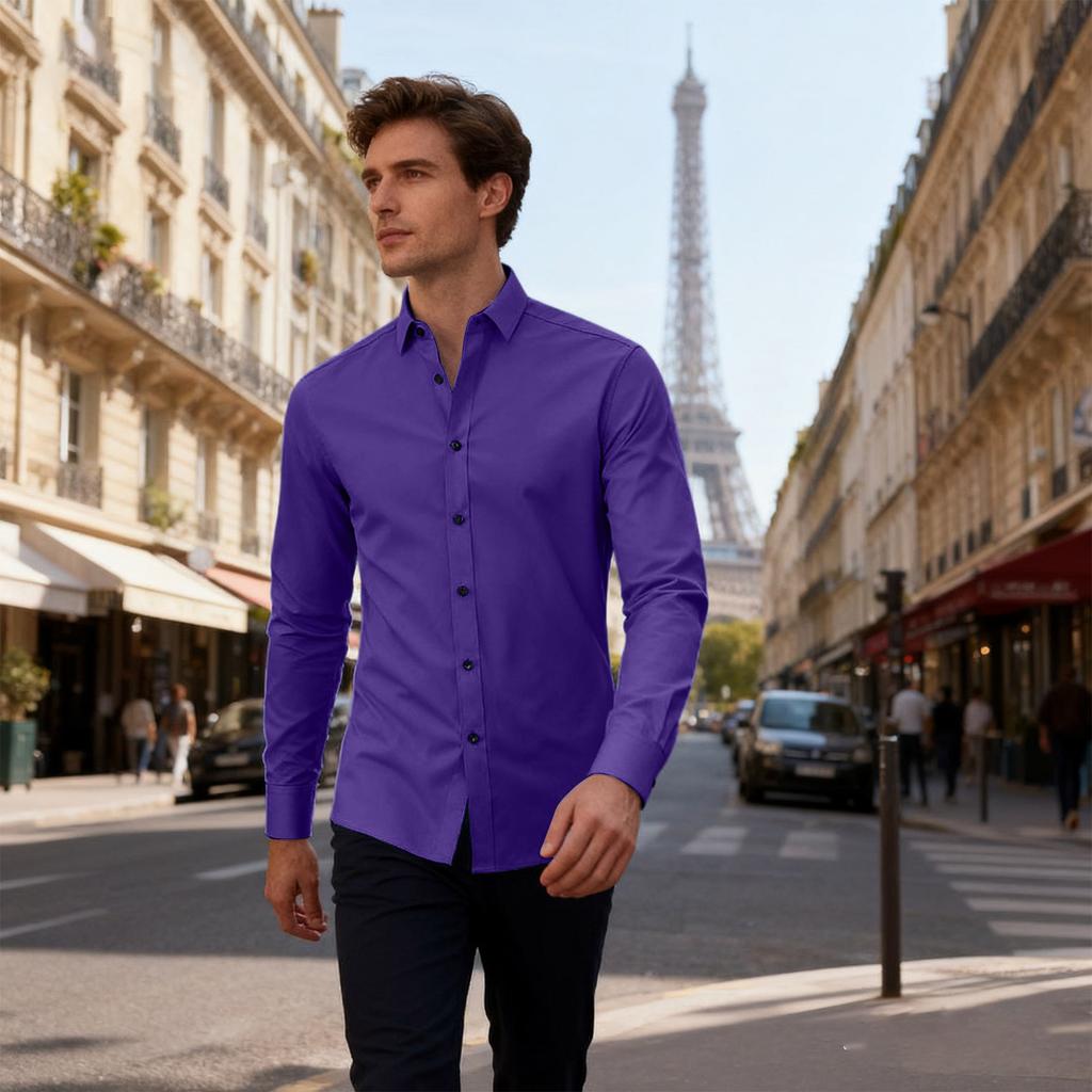 Men's Slim Fit Elastic Shirt, Business Thin Shirt