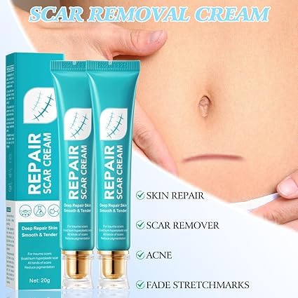 Scar Repair Cream for Men & Women | Advanced Scar Removal Cream for Surgical Scars, Acne Marks & Stretch Marks | Skin Smoothing, Firming & Fading