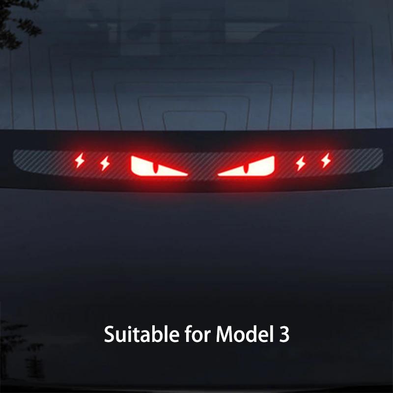 Принимаем индивидуальные наклейки для Tesla Model 3 Y Car High Mounted Brake Acrylic Projection Board Top Tail Light Emblem Halloween