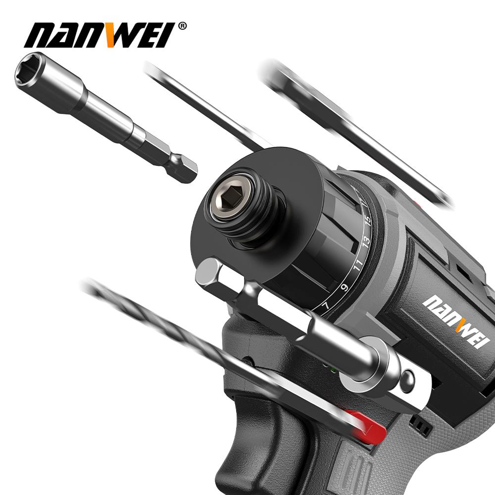 NANWEI 16.8V Lithium-ion Cordless Electric Drill Handheld Universal Electric Brushless Dual-Speed Screwdriver, Multi-functional Cordless Screwdriver