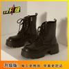 British Style Short Boots Women's Spring and Autumn Thick-soled Small Men 2025 New Heightening Martin Boots Locomotive Boots Ins Tide