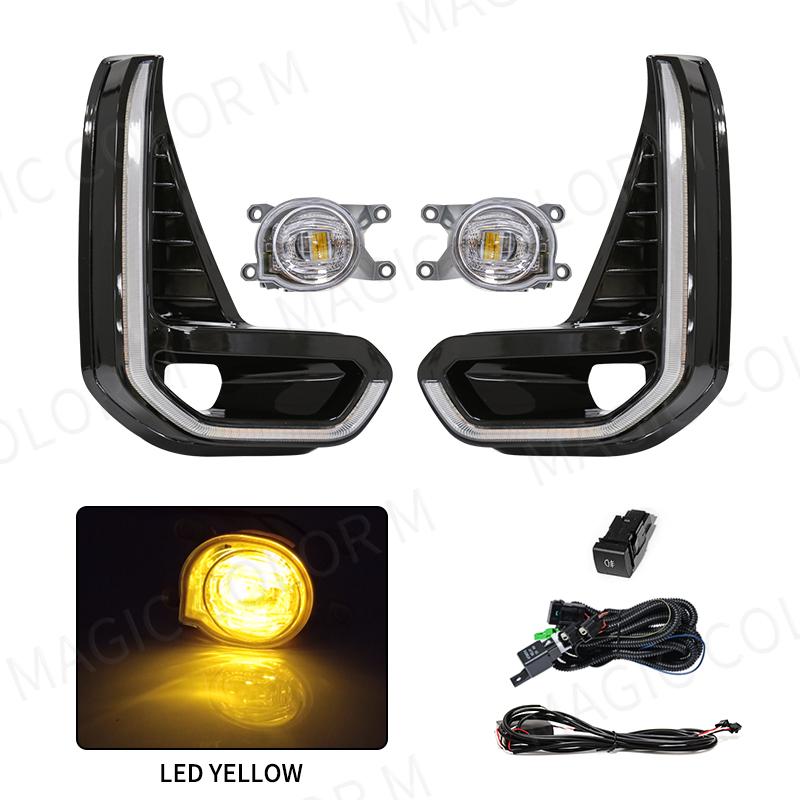 For Toyota Hilux Revo 2020 2025 Led DRL Fog Lamp Daytime Running Light Day Bumper Driving Waterproof Turn Signal Wires Switch