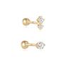 14K Gold Wind Simple Diamond Piercing Small Gold Ball 18G Earbone Stud Gold Earrings High-End Jewelry