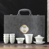 Ceramic Suet Jade Ice Seed Jade Porcelain Kung Fu Tea Set Business Festival High-end Gifts